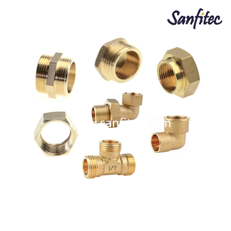 Common fittings，brass fittings; Brass fittings for water supply; brass pex fittings; brass pipe fittings; copper fitting; reducing tee; manifold; radiator valve; DZR brass fitting; sanfitec