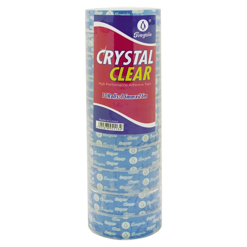 Crystal Clear Stationery Tape for handwork in school office and home with 10 rolls shrink economic (10R-1525)
