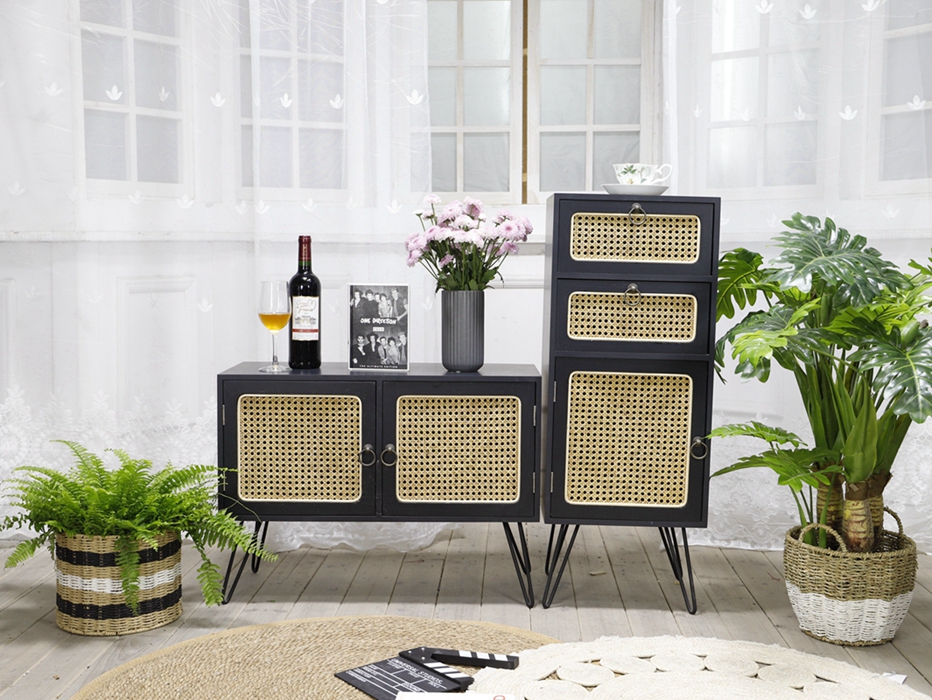 Rattan drawer unit range,KD leg