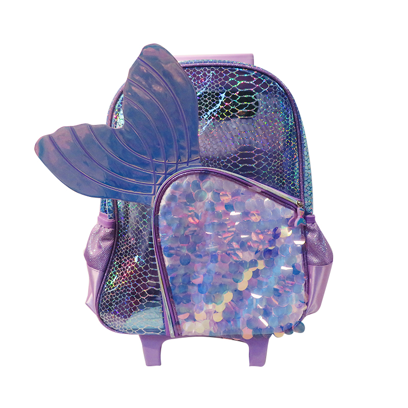 Mermaid 3D tail School Trolley Backpack