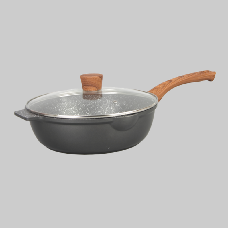 Die cast aluminum deep frying pan with lid