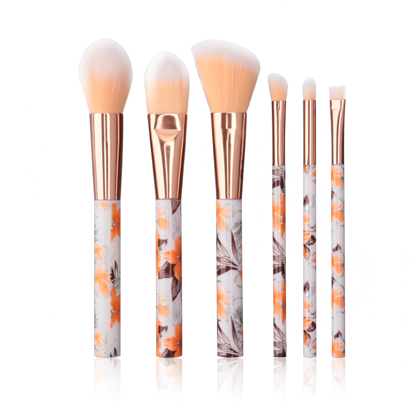 6 PCS makeup brush sest plastic handle custom logo
