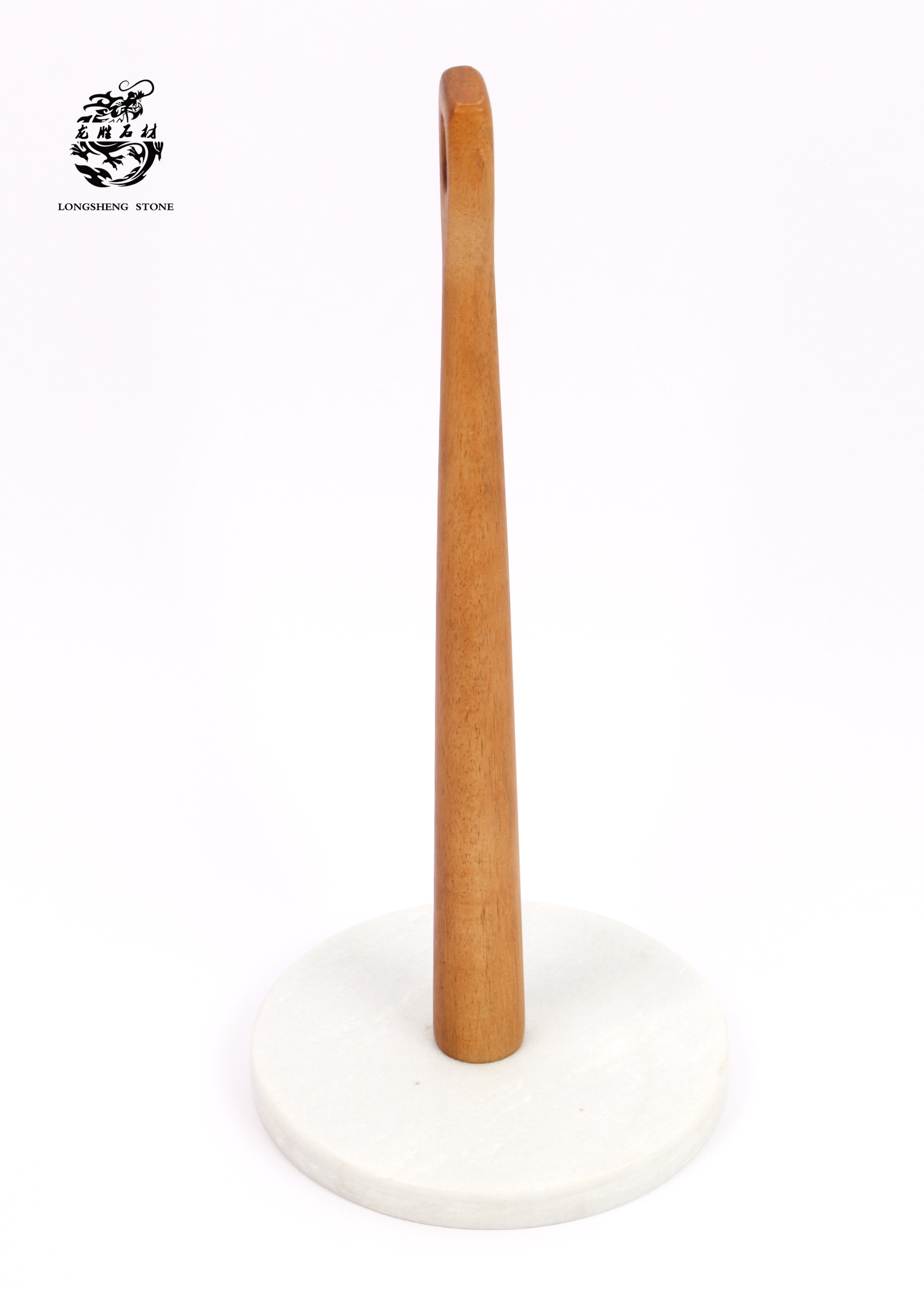 Acacia paper towel holder with marble base