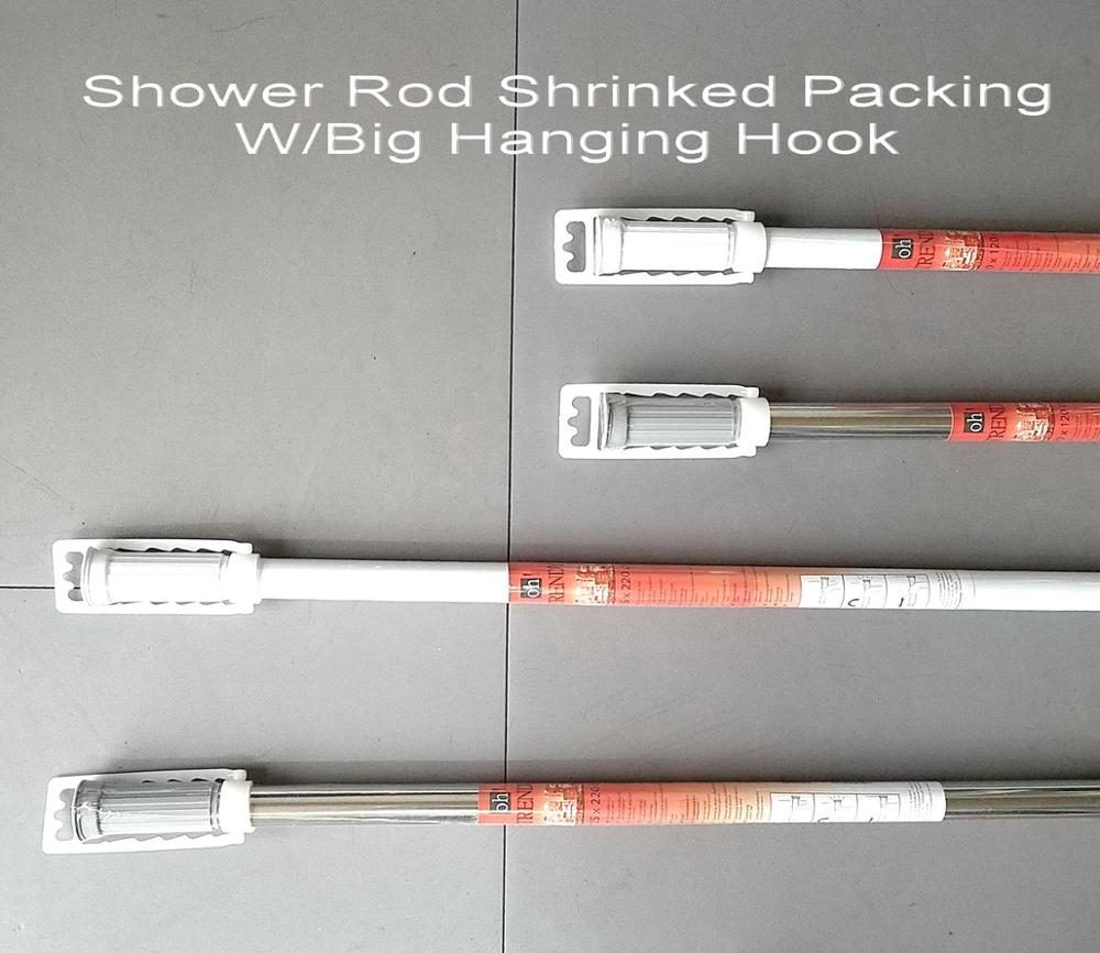Shrinked Polybag packing Aluminium & stainless steel extend retract Straight bath Shower curtain rod