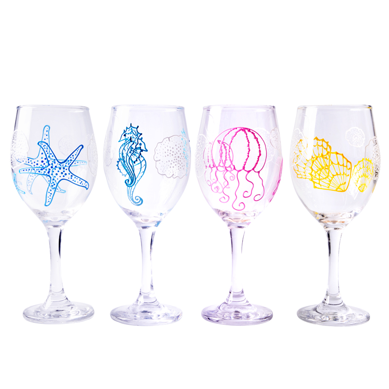 Raised pattern lonely marine animal wine glass cup,Customizable patterned wine glasses