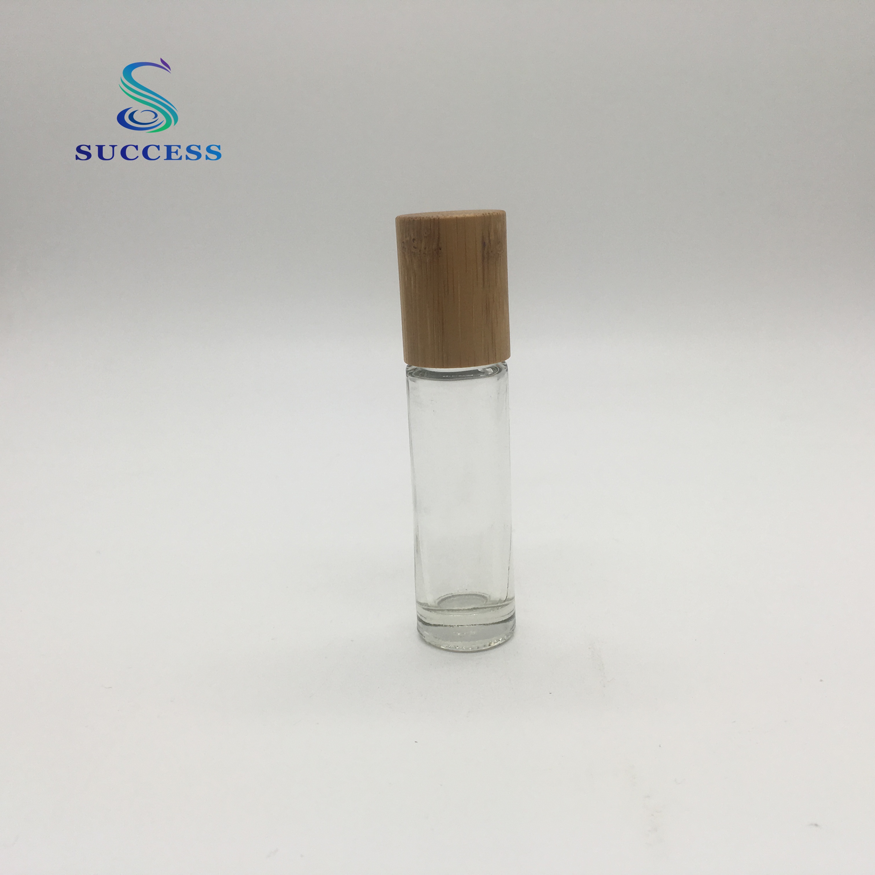 10ml clear roller glass bottle with bamboo lid