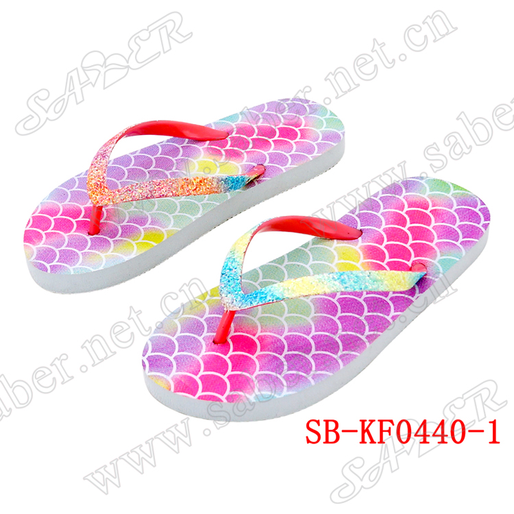 Latest Beach PVC PE Beads Girl Butterfly Pink Flip Flop Sandal
