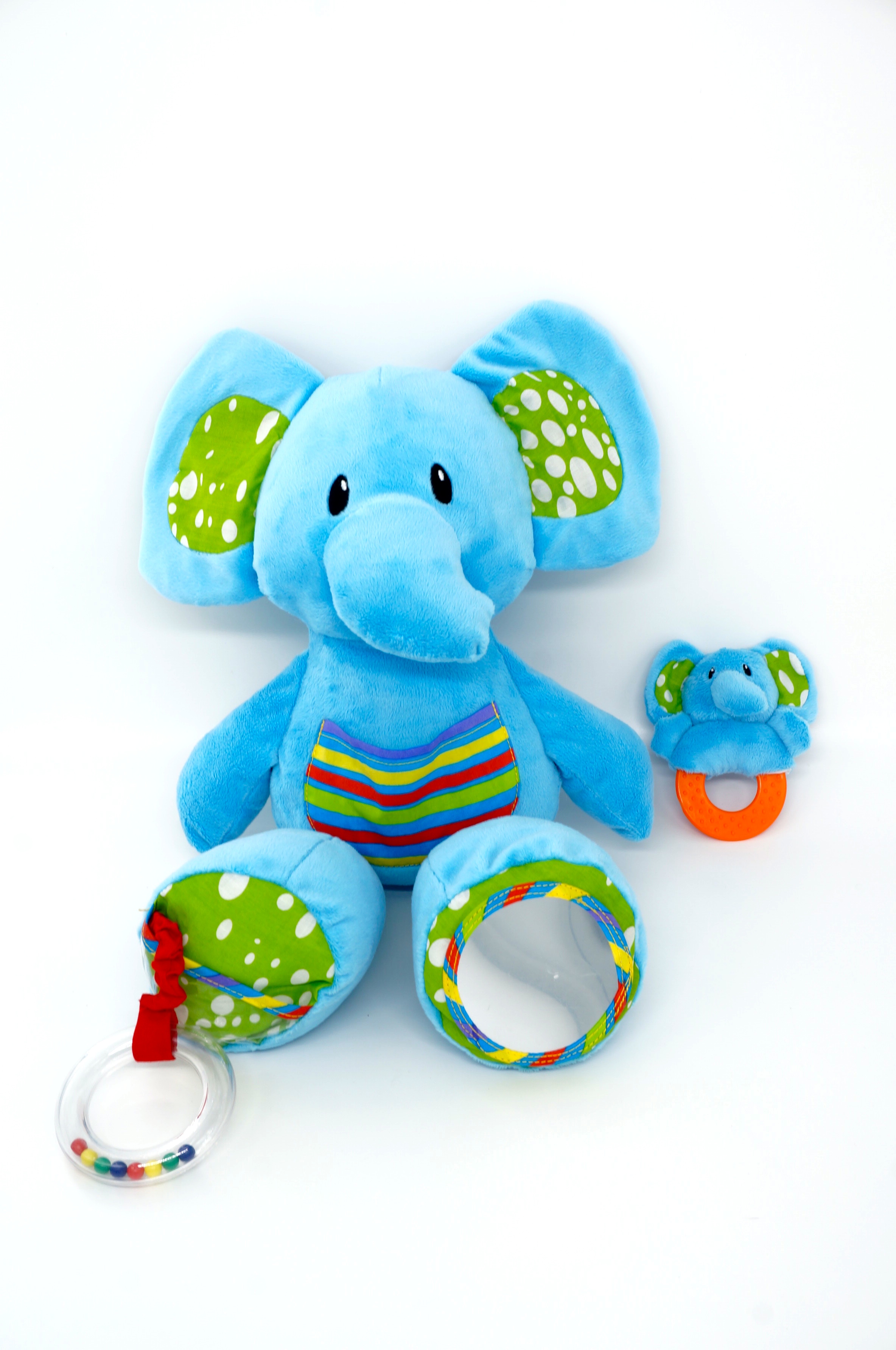 plush animal with small teether animal set