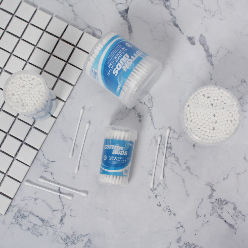 Plastic cotton buds in round monobloc PP canister