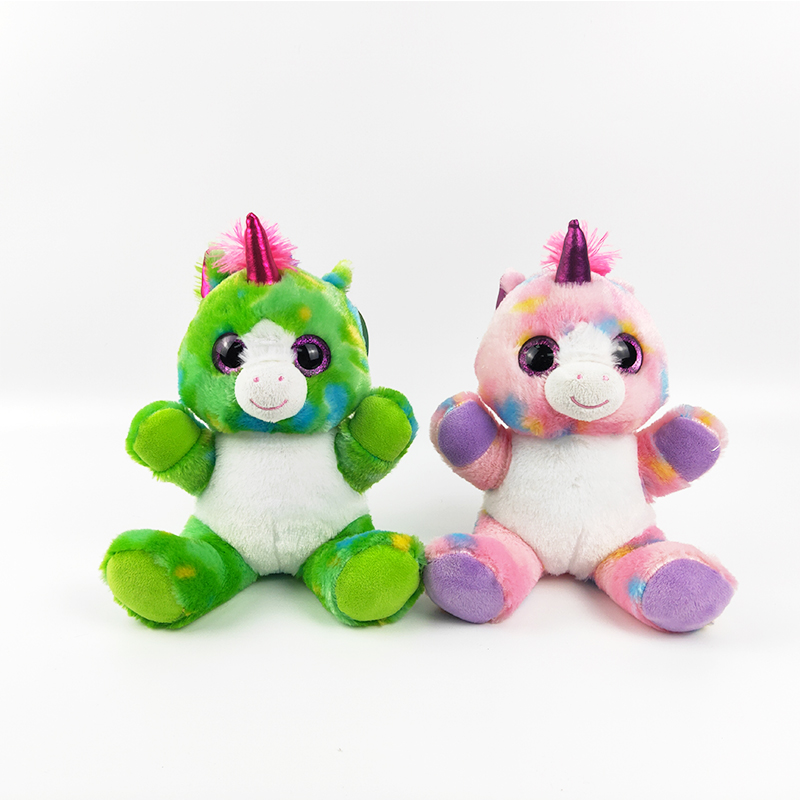 2 colors sitting unicorn with big eyes