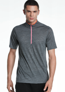 Merino wool Men short sleeve zip top / merino / wool / merino wool