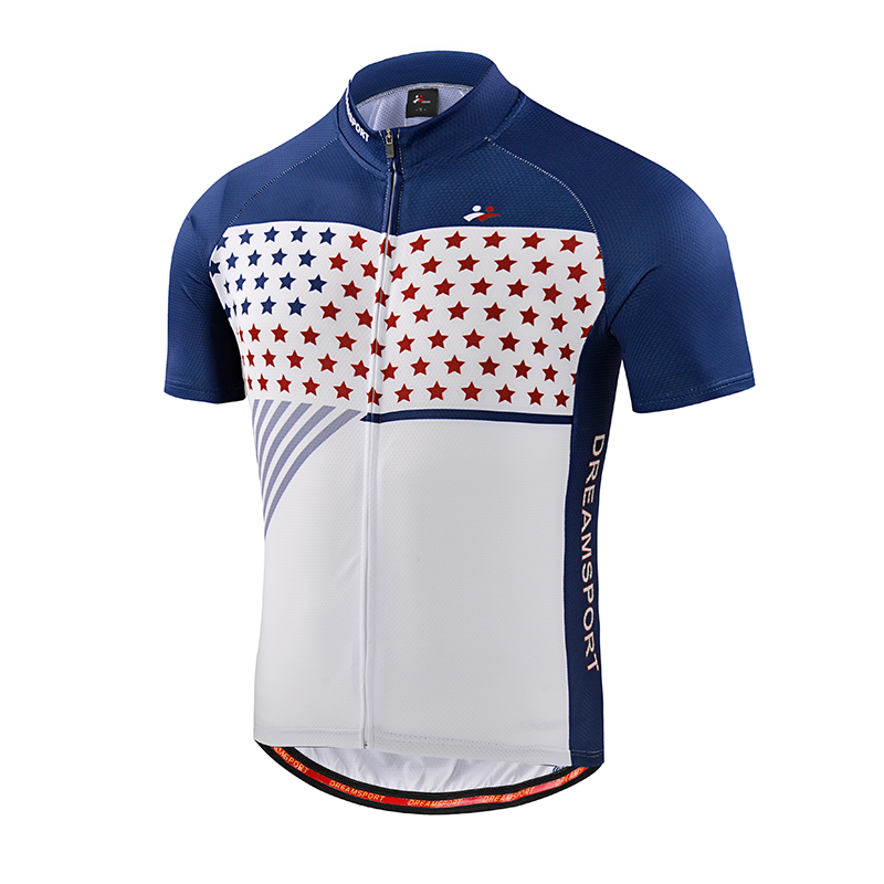 Men's Reflective Short Sleeve Cycling Jersey with Zipper Pocket Quick-Dry Breathable Biking Shirt