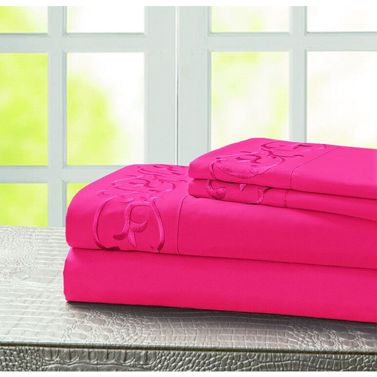100% polyester emb bed sheet set
