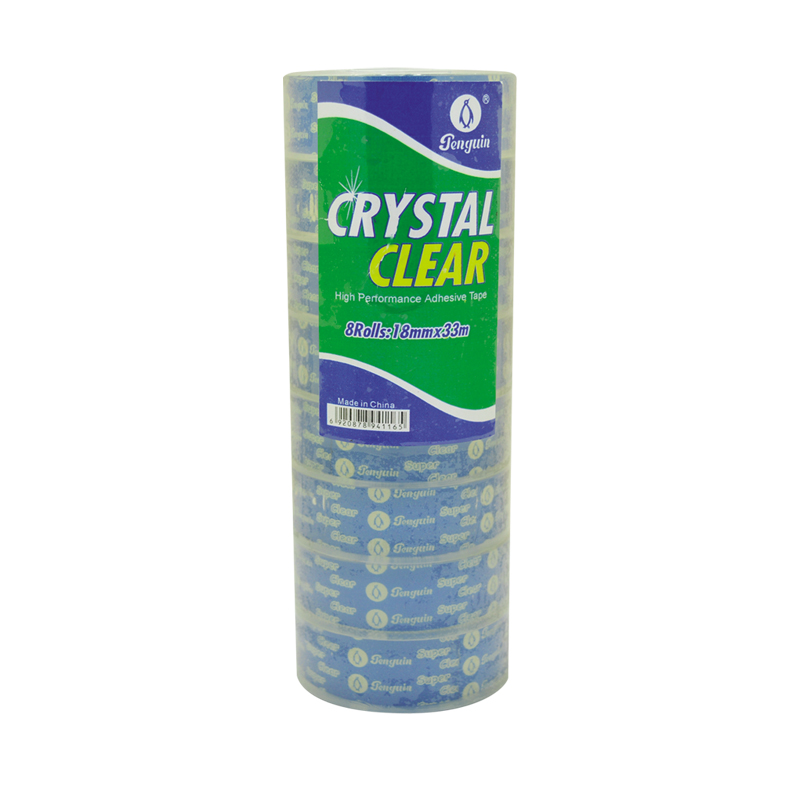 Crystal Clear Stationery Tape for handwork in school office and home with 8 rolls shrink economic (8R-1833)