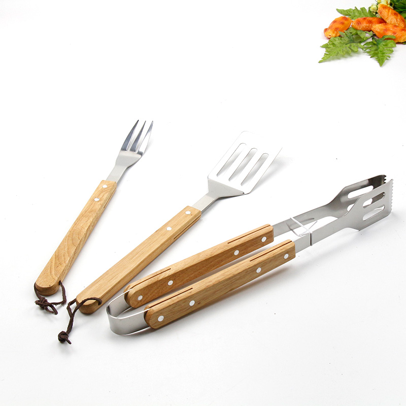 3pcs of BBQ Tools Set with wooden handle