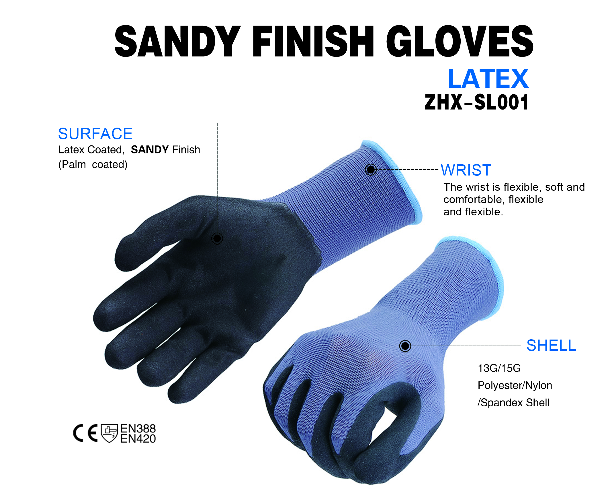 Sandy finish gloves