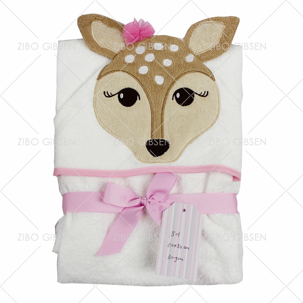 100% terry cotton animal design baby bath hooded towel