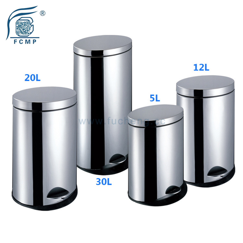 Round Stainless Steel Kitchen Pedal Garbage Bin