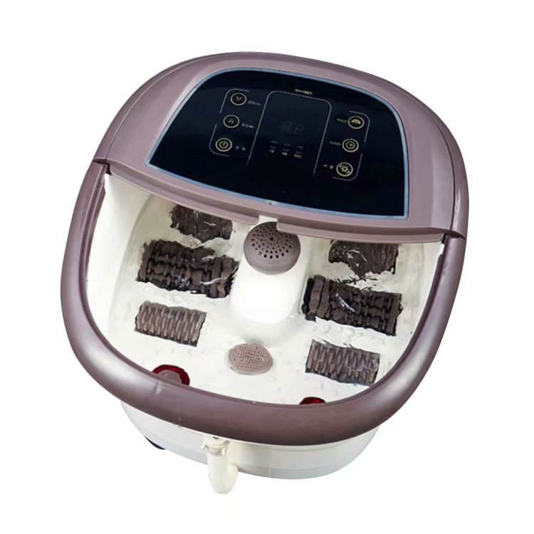 Multifunctional Automatic Heat Foot Calf Bath Bubble Massager Tub with Six Massage Roller