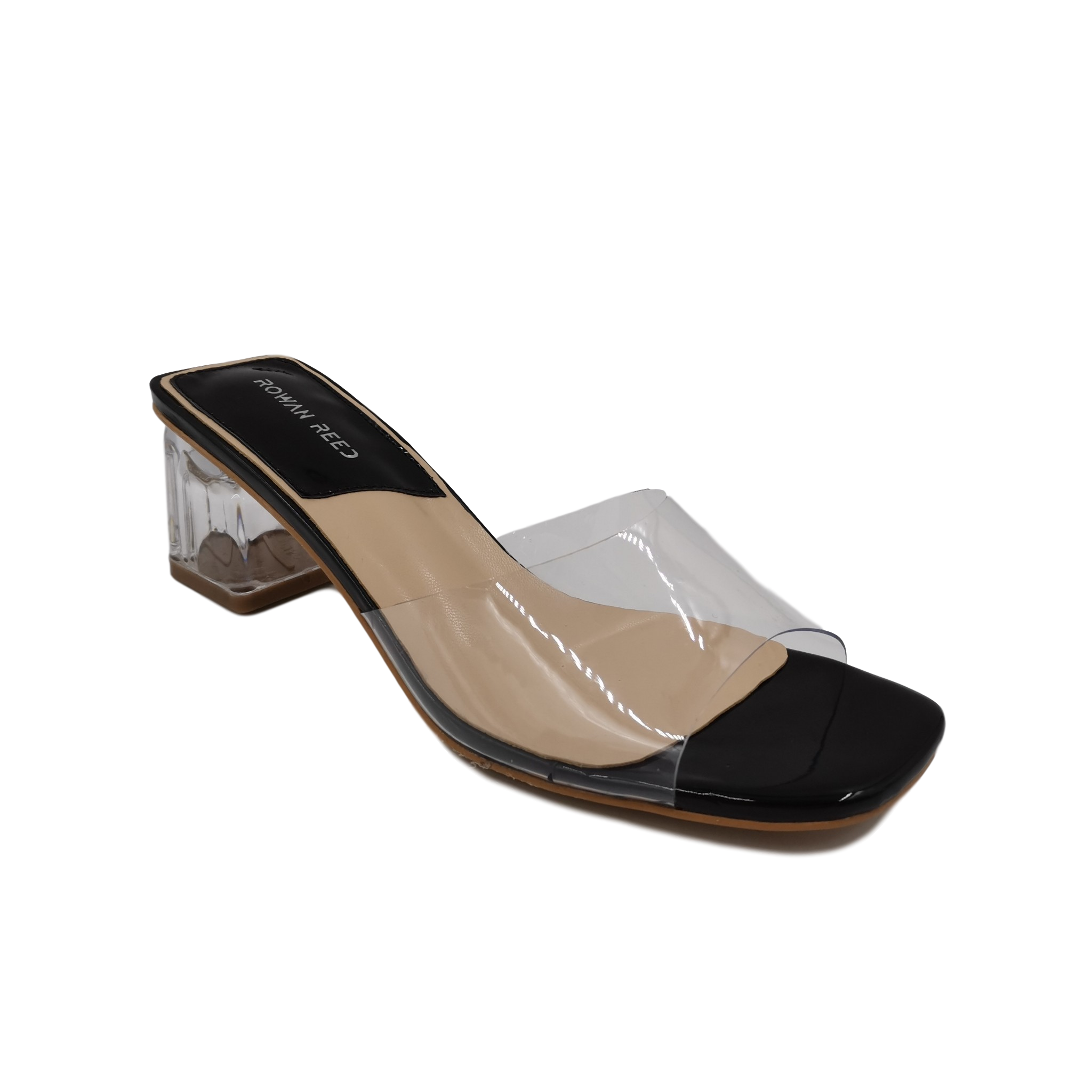 new fashion PVC transparent heel square toe sandals
