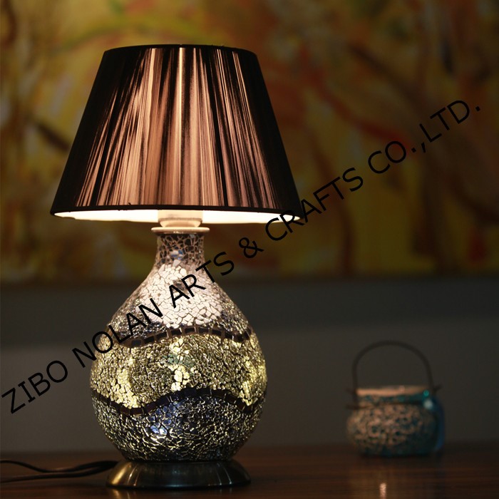 Mosaic glass lamp with fabric shade