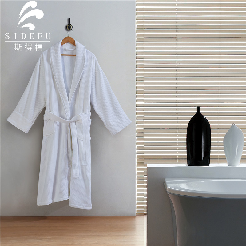 100% Cotton Hotel Velour Stripe Bathrobe