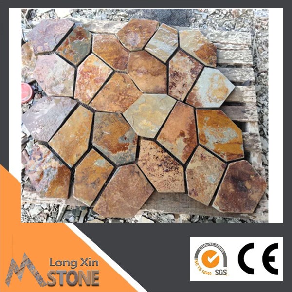 Natural irregular rusty slate random pavers