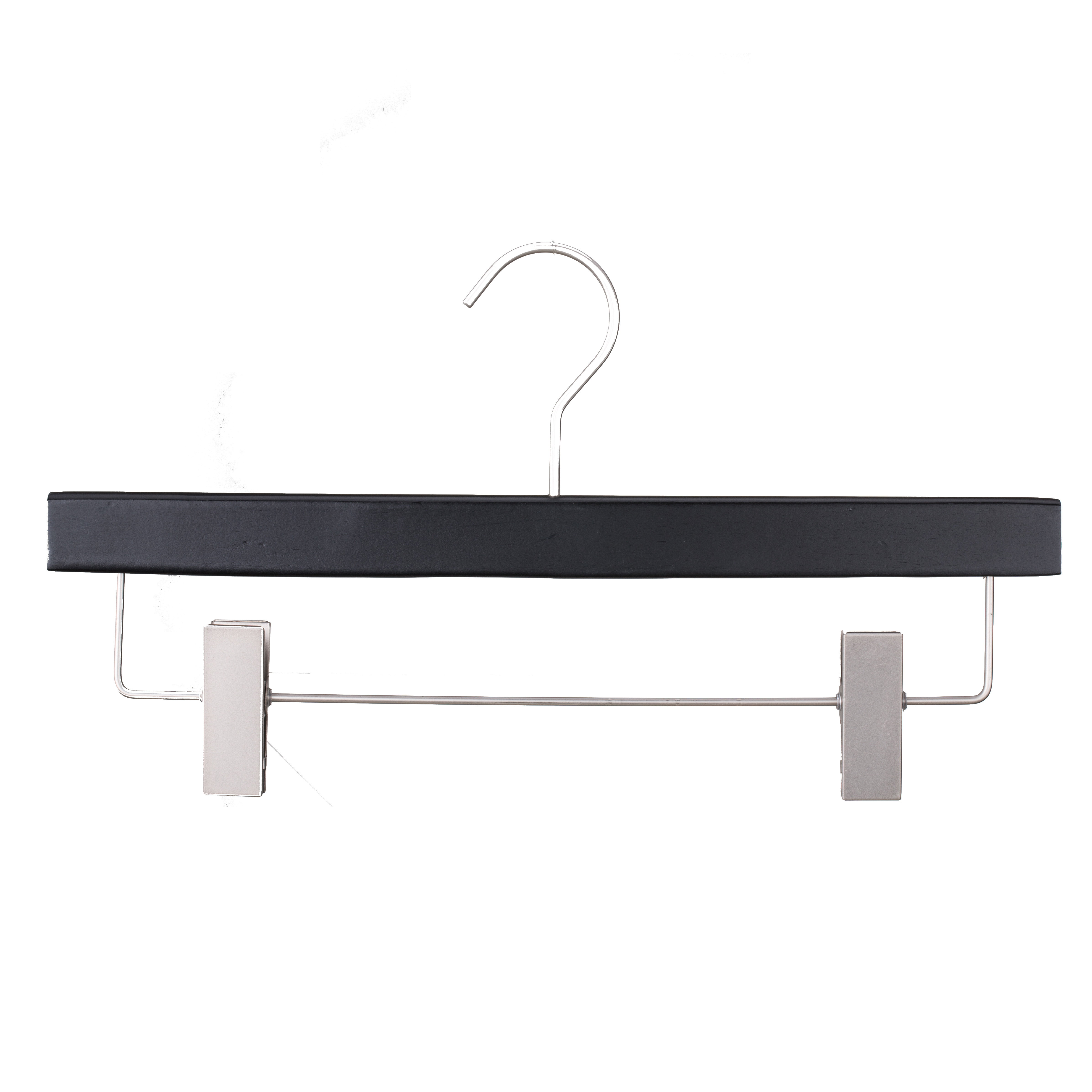 Black color wooden skirts pant hanger with clips for pants