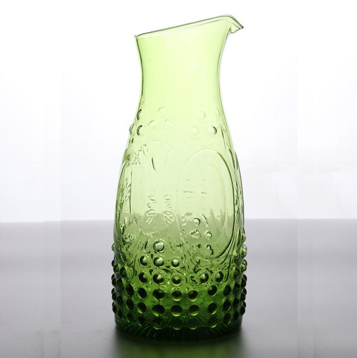 Solid Green Color Carafe And Wine Goblets Collection