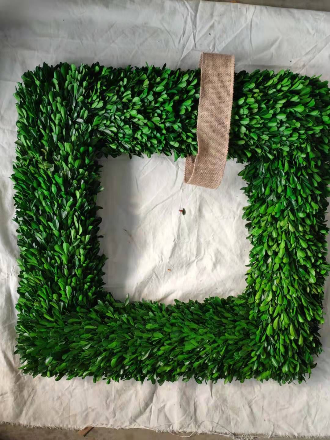 preserved boxwood square wreath