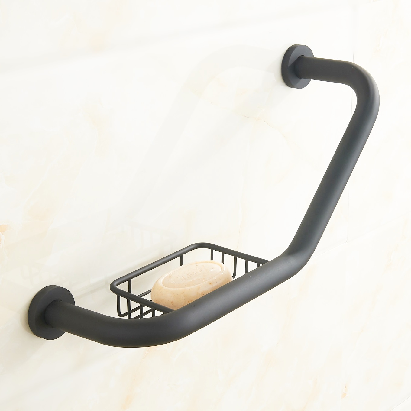 Bathroom toilet handrail holder handicapped shelf toilet handrail elderly anti-slip handle safety grab bar with soap basket