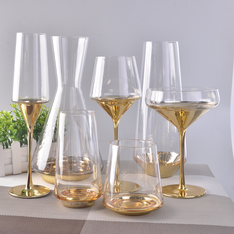 High-grade wine glass set, electroplating gold