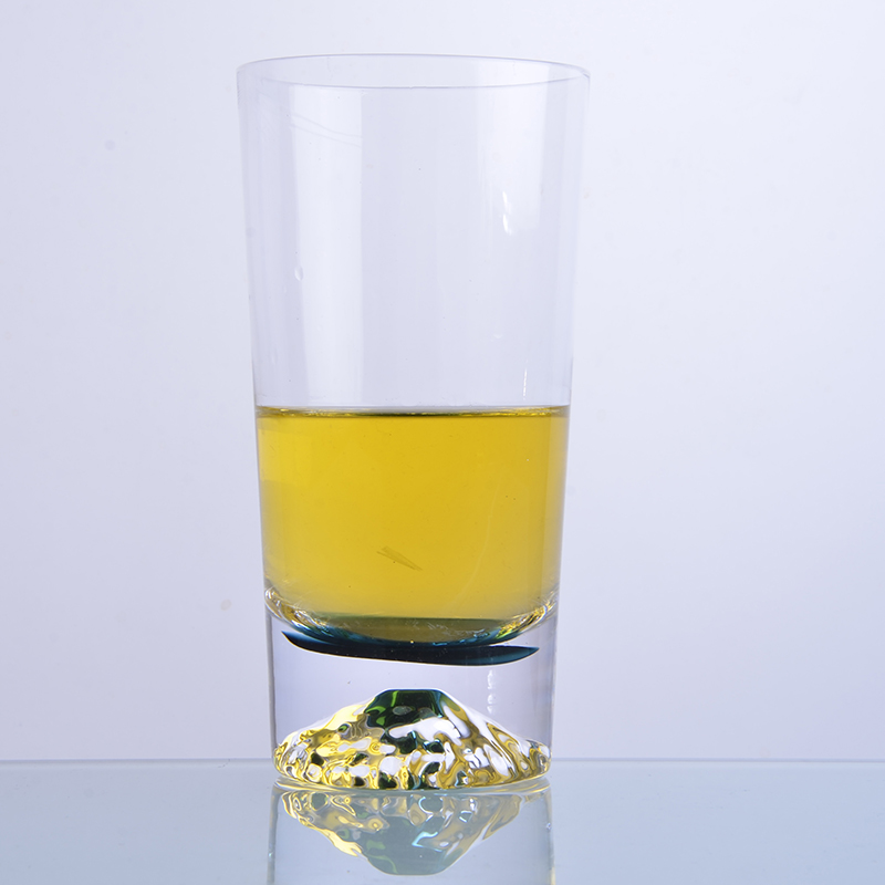 海蓝色套料全明水晶火山杯