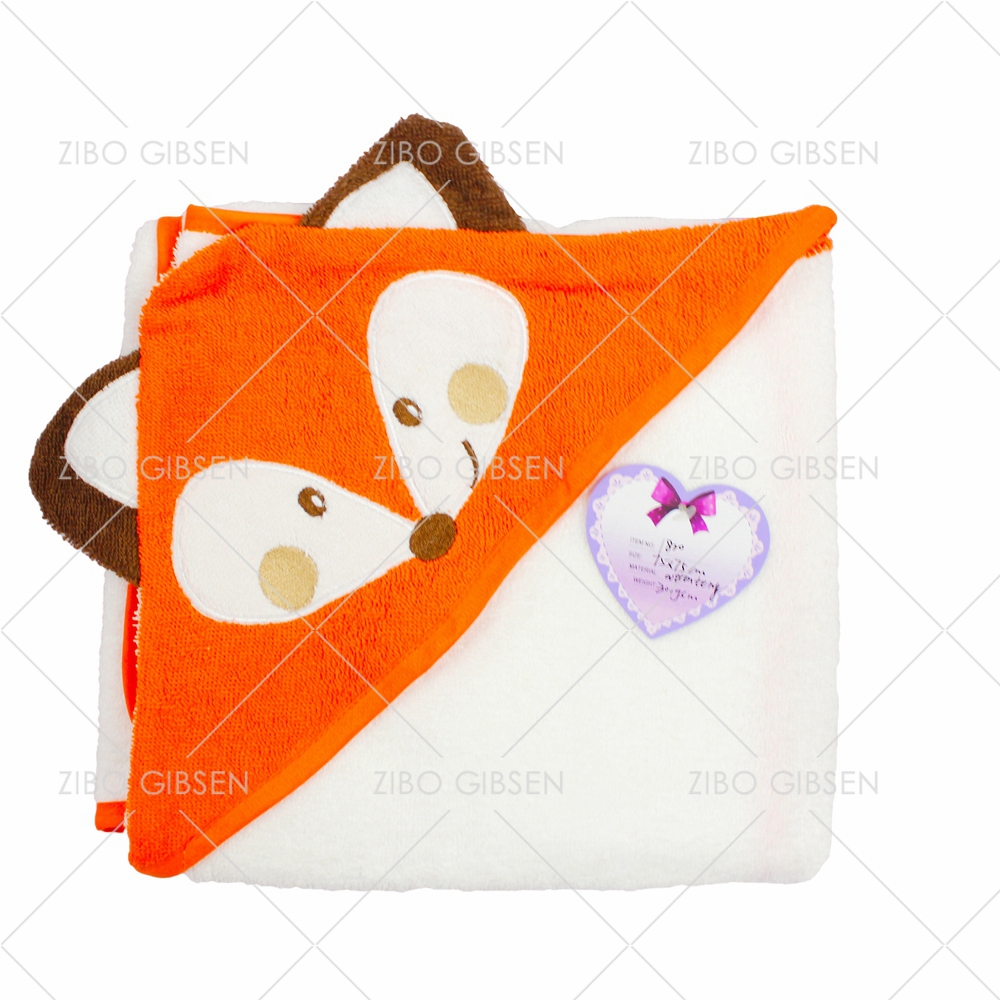 100% terry cotton animal design baby bath hooded towel