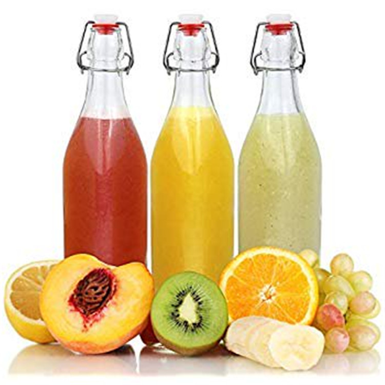 Beverages Liquor Beer Glass Bottle with Stopper Caps, Carafe Swing Top Bottles with Airtight Lids