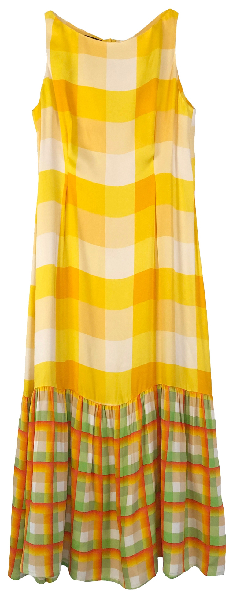 Ladies' rayon colorful plaid sleeveless woven dress