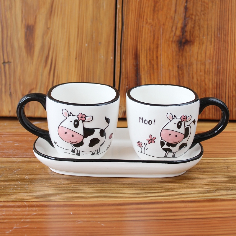 Cup with Dish SET IN COW DESIGN
