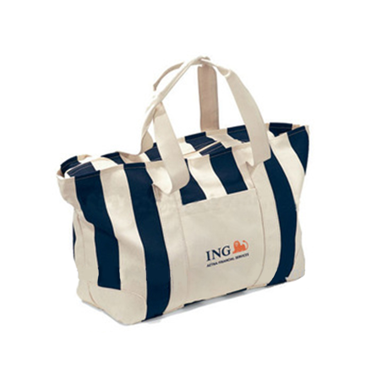 Canvas tote bag with stripe