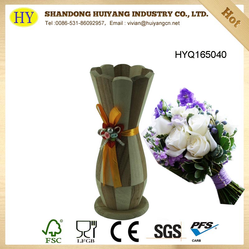 Wholesale new design unfinished wood flower vase