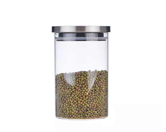 Sealed high borosilicate food storage tea glass jar with stainless steel cover