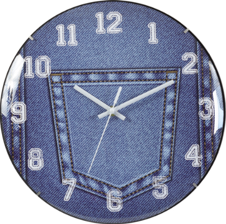 wall clock; quartz clock; Denim; best sale; Arched glass; antique; promotion; gift; simple round clock; 12inch 30cm
