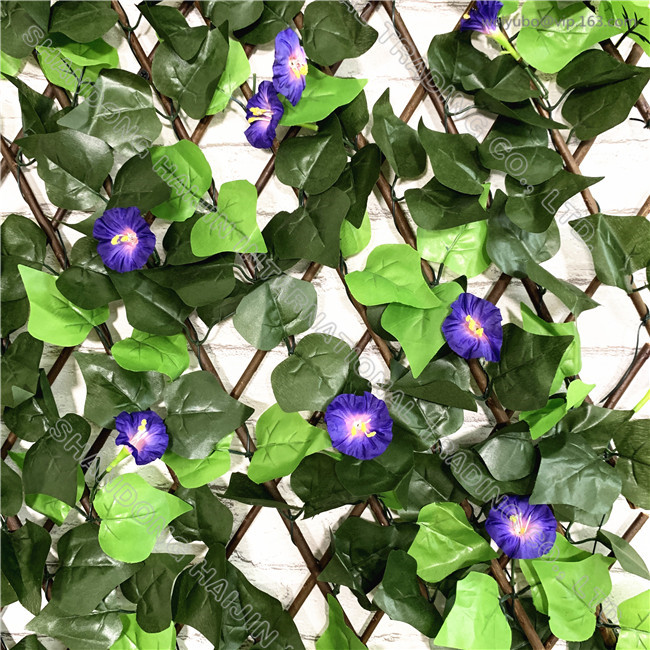 Artificial Leaf Trellis With Purple Flowers