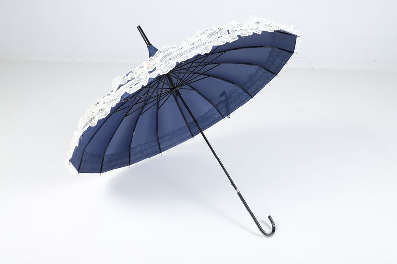 21inches 16 ribs ladies carrying fashion special pagoda shape with lace manual straight umbrella