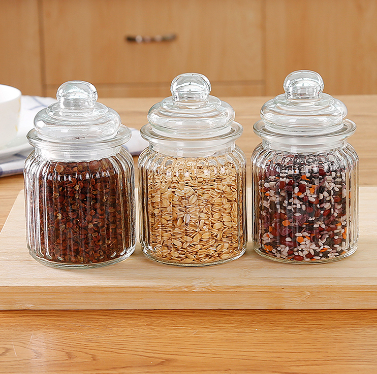 Transparent household jar sealed with glass covers