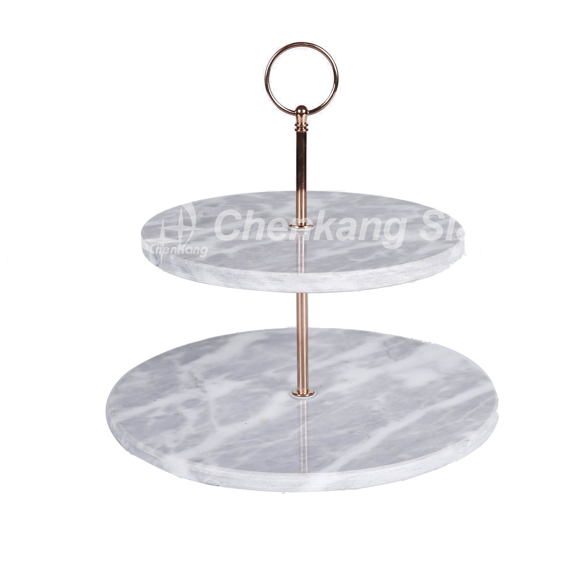 2 Tier White Marble Cake Stand