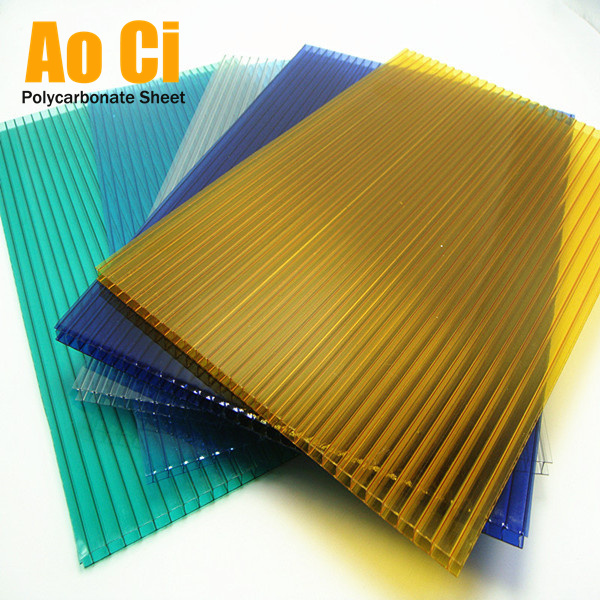 SGS ISO Approve Ten Years Guarantee UV Protection Colored Hollow Polycarbonate Roofing Sheet