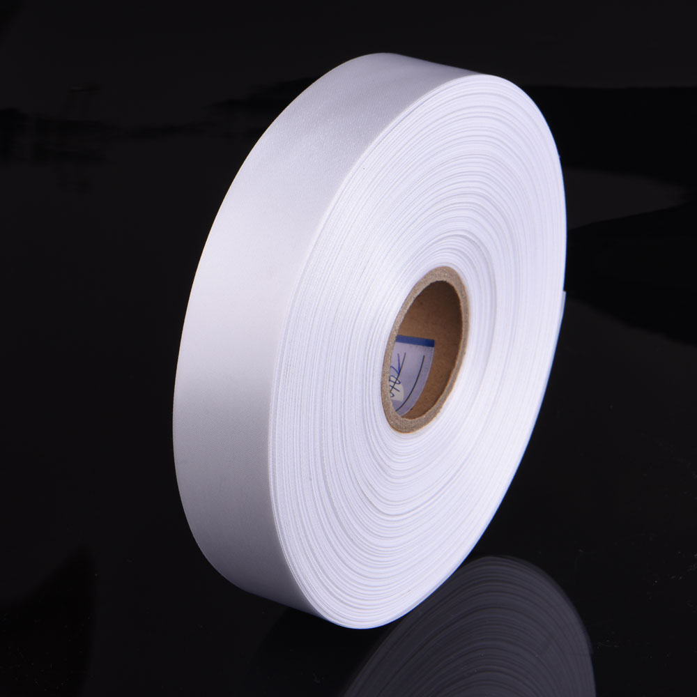 White Blank Taffeta Ribbon Label Roll