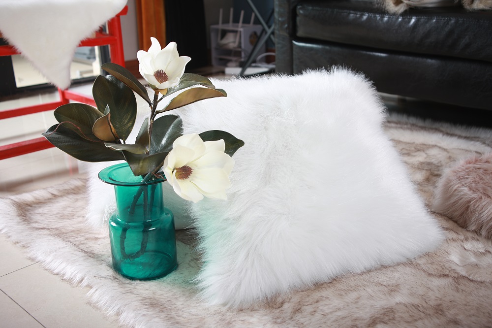 fake fur cushion, pillow