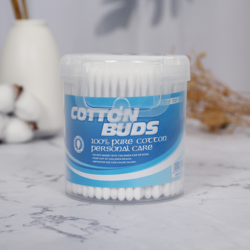 Plastic cotton buds in round monobloc PP canister