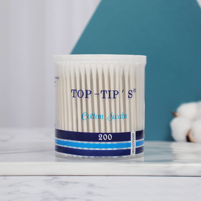 #1 A Paper cotton buds in round PP canister with shrink film